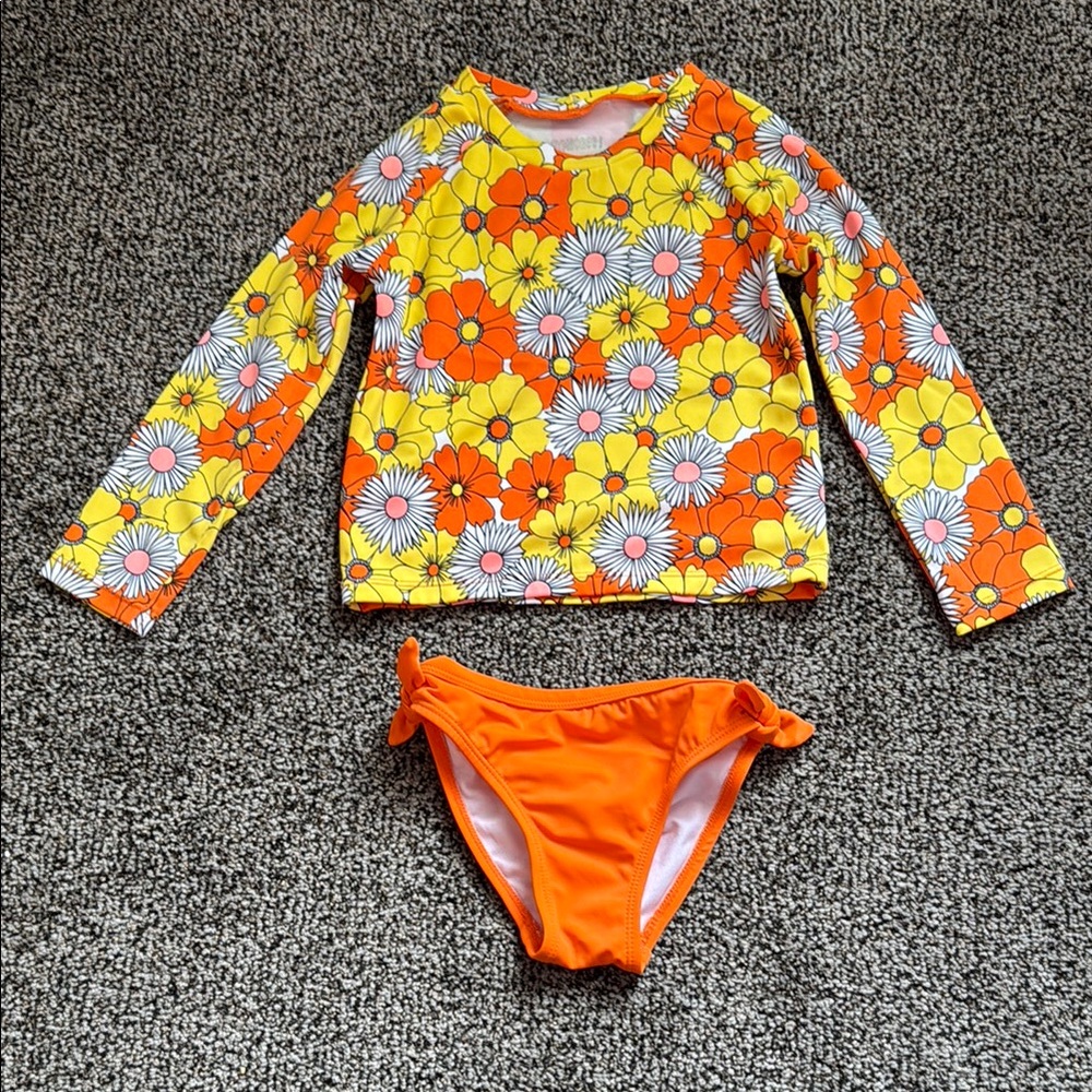 Gymboree Floral Kids Swim Set - Orange and Yellow